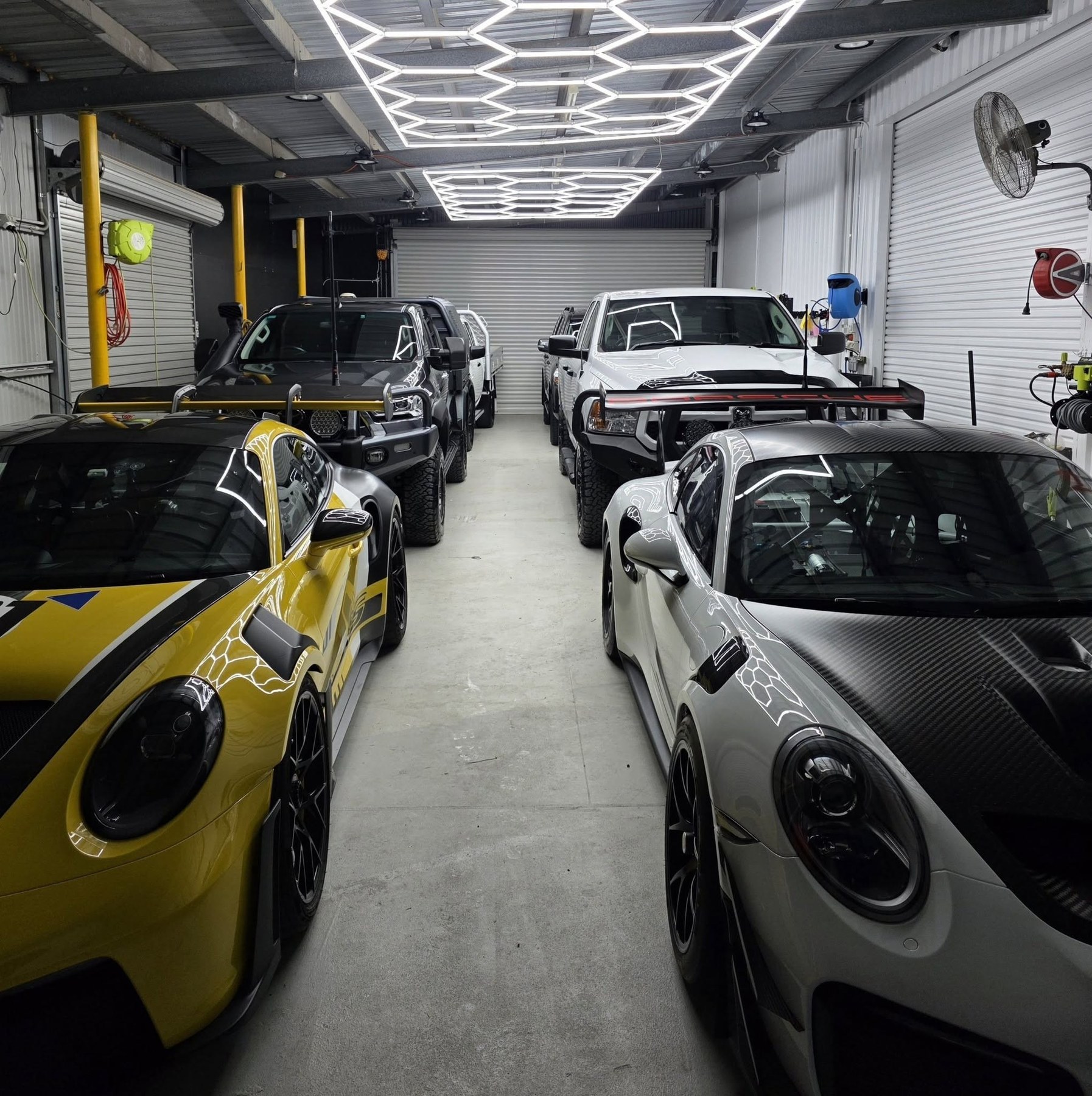 Pre-sale detailing Orange - dealer stock presented in the workshop
